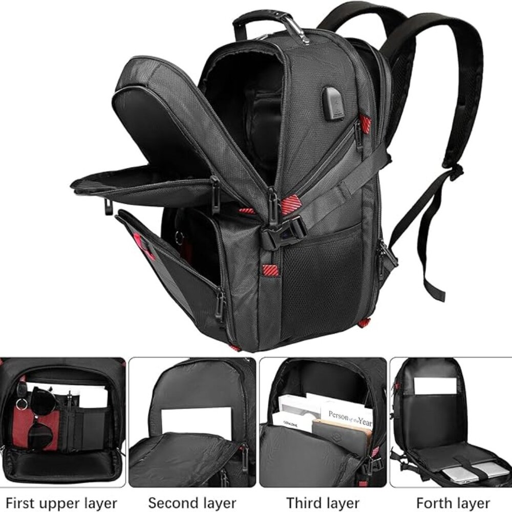 NEW! Topnotch Water-resistant Backpack w/USB/Luggage Strap/Padded Laptop Pocket - Picture 3 of 16